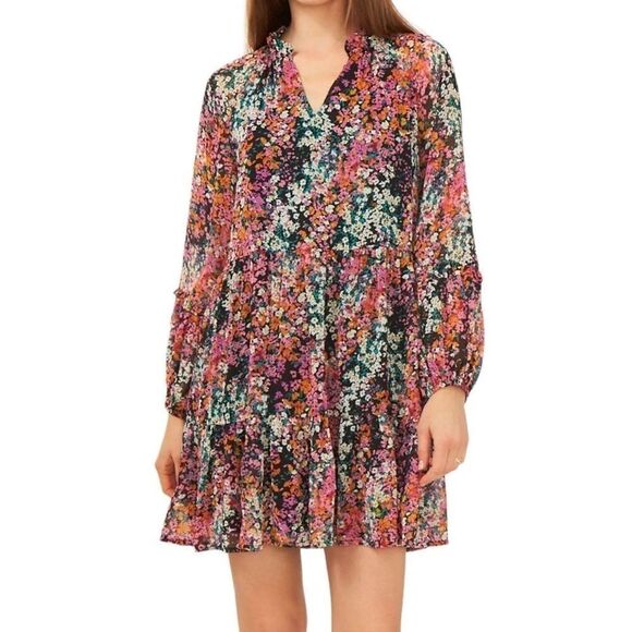 VINCE CAMUTO Ladies Three Tier Mini Dress multicolor size medium - Picture 1 of 6